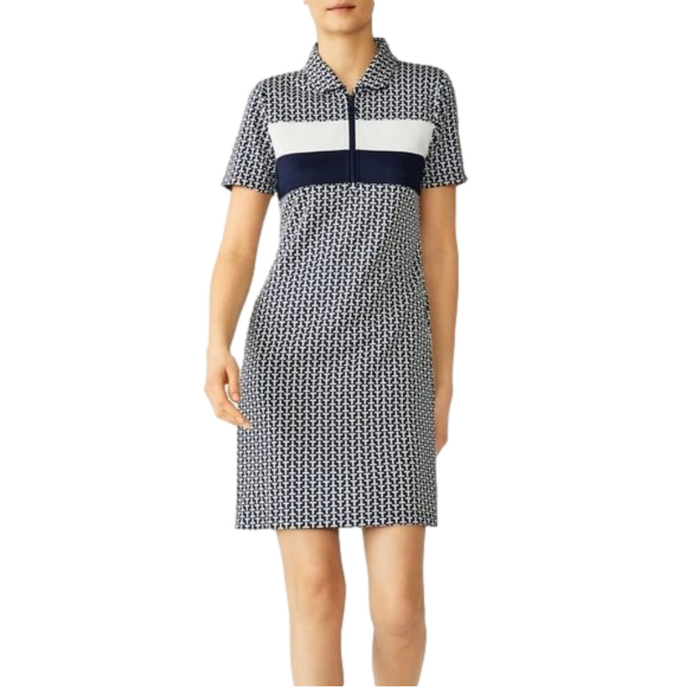 Tory sport jacquard Navy White Color Block Dress Activewear Size XS Like New